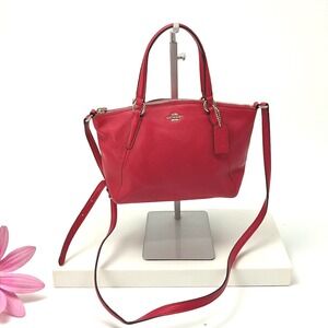 Coach Pebbled Leather Satchel Crossbody Red Gold Hardware F37563